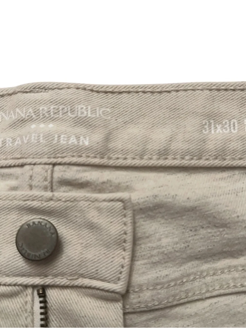 Banana Republic Travel Jeans Mens 31x30 Slim Fit Stretch 5-Pockets Cream White - Picture 5 of 6